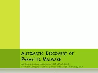 Automatic Discovery of Parasitic Malware