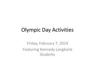 Olympic Day Activities