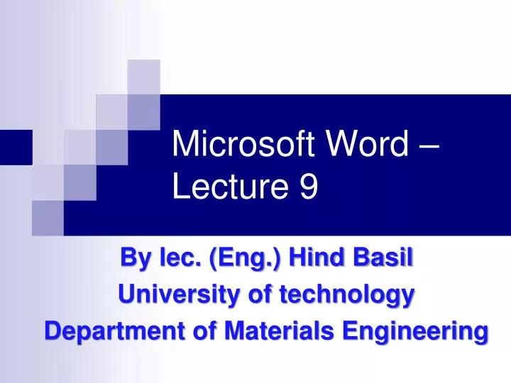 microsoft word lecture 9