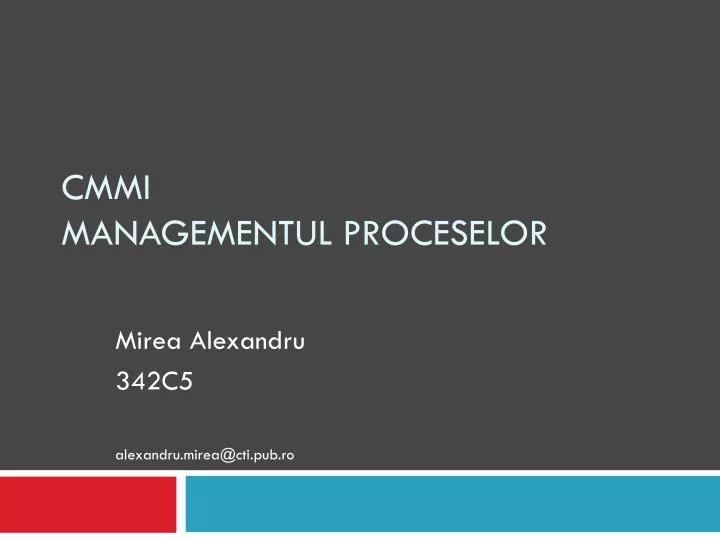 cmmi managementul proceselor