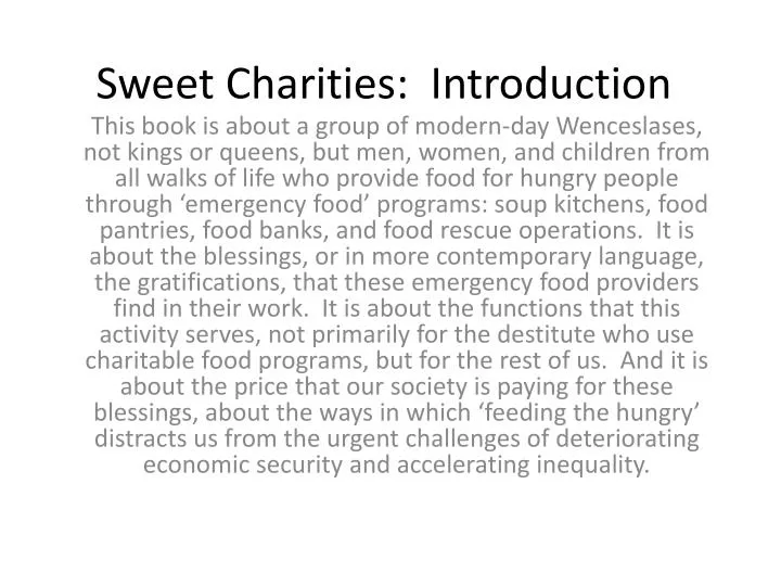 sweet charities introduction