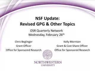 NSF Update: Revised GPG &amp; Other Topics