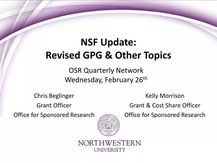 nsf update revised gpg other topics