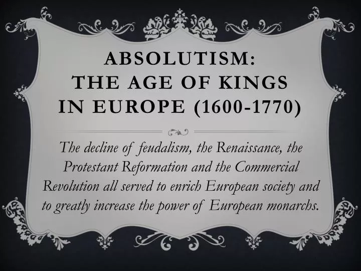 absolutism the age of kings in europe 1600 1770
