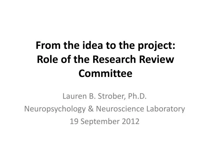 from the idea to the project role of the research review committee