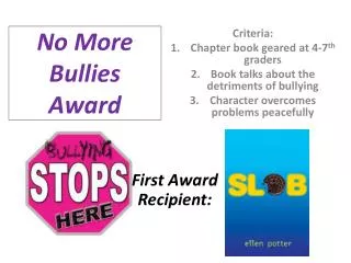 No More Bullies Award