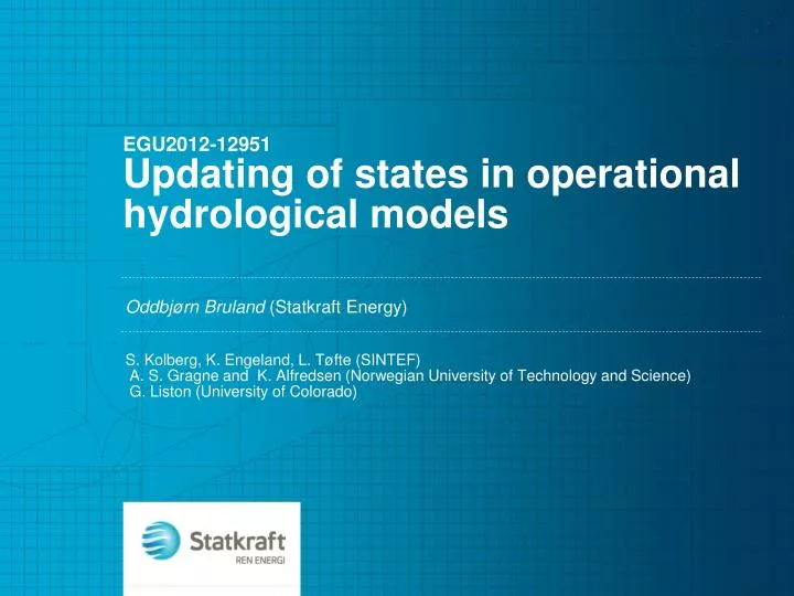 egu2012 12951 updating of states in operational hydrological models