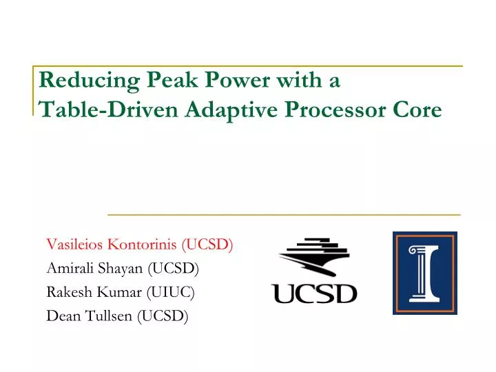 reducing peak power with a table driven adaptive processor core