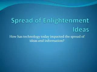 Spread of Enlightenment Ideas