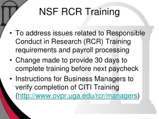 NSF RCR Training