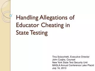 Handling Allegations of Educator Cheating in State Testing