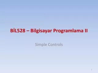 BİL528 – Bilgisayar Programlama II