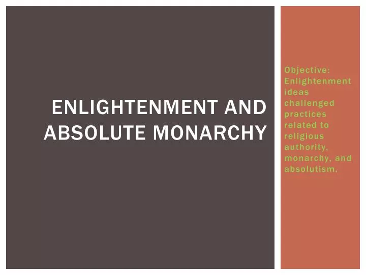 enlightenment and absolute monarchy
