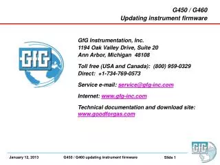 G450 / G460 Updating instrument firmware GfG Instrumentation, Inc.