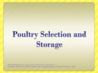 Poultry Selection and Storage