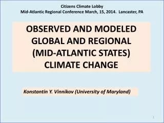 Citizens Climate Lobby Mid-Atlantic Regional Conference March, 15, 2014. Lancaster, PA