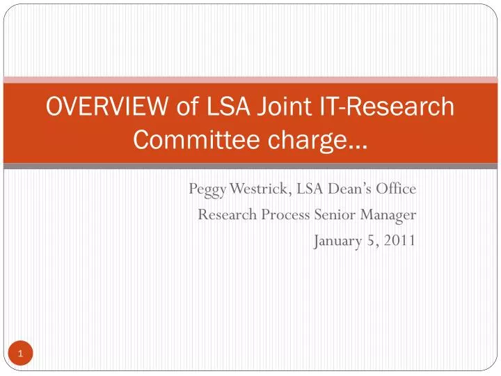 overview of lsa joint it research committee charge
