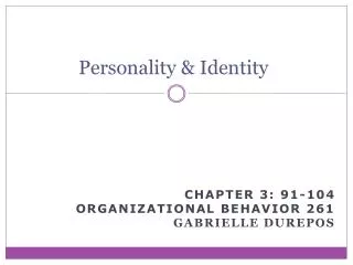 Personality &amp; Identity