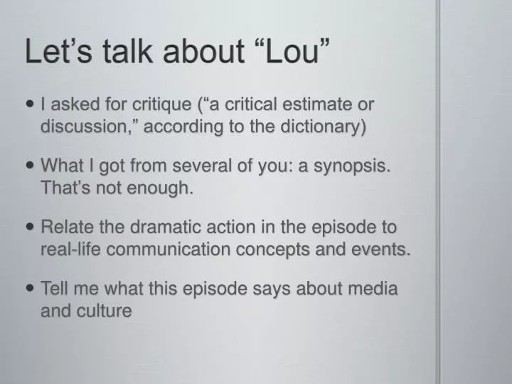 let s talk about lou