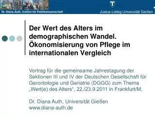 der wert des alters im demographischen wandel konomisierung von pflege im internationalen vergleich