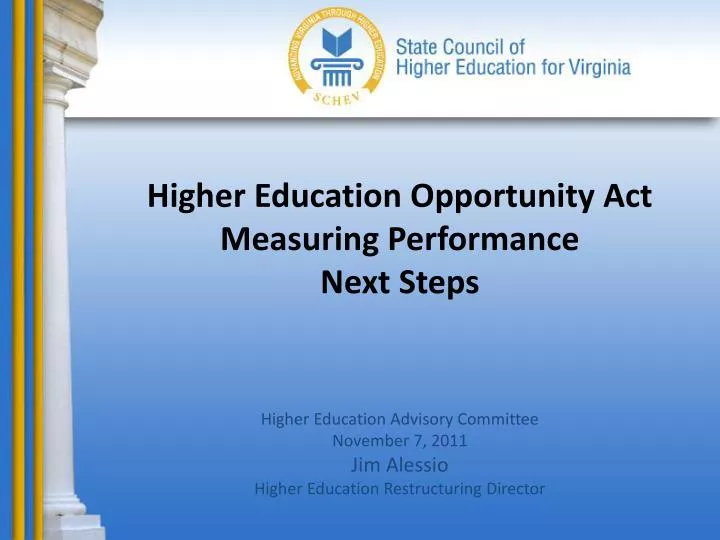 higher education opportunity act measuring performance next steps