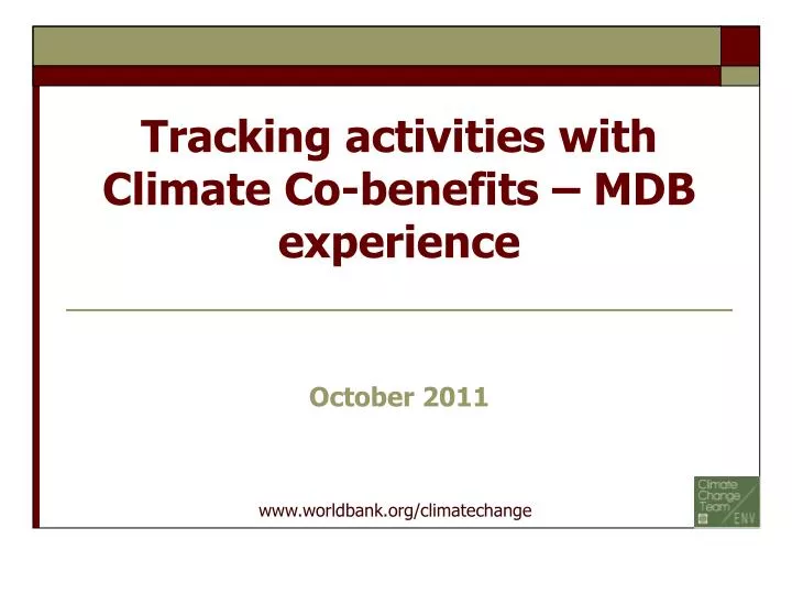 tracking activities with climate co benefits mdb experience