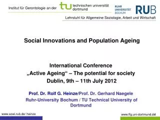 Social Innovations and Population Ageing