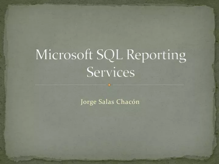 microsoft sql reporting services