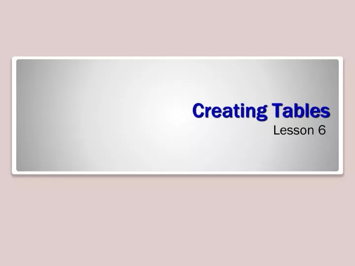 creating tables