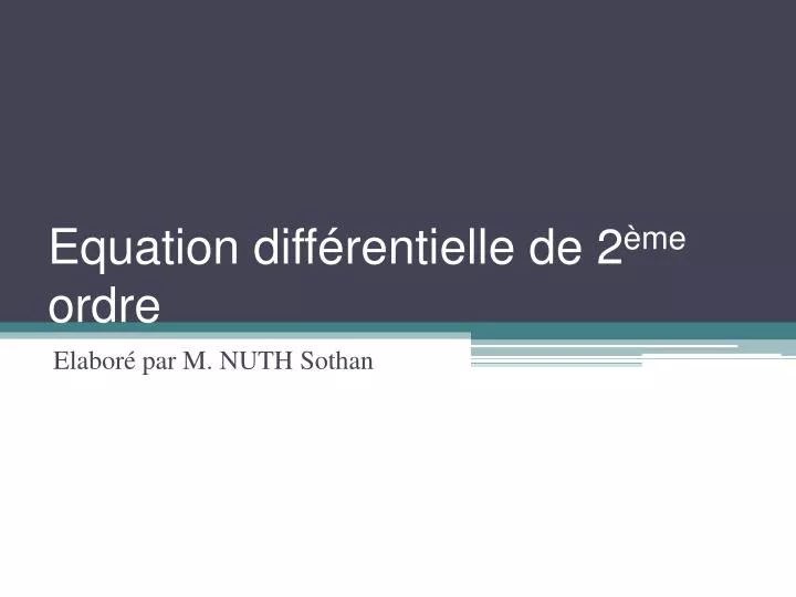 equation diff rentielle de 2 me ordre