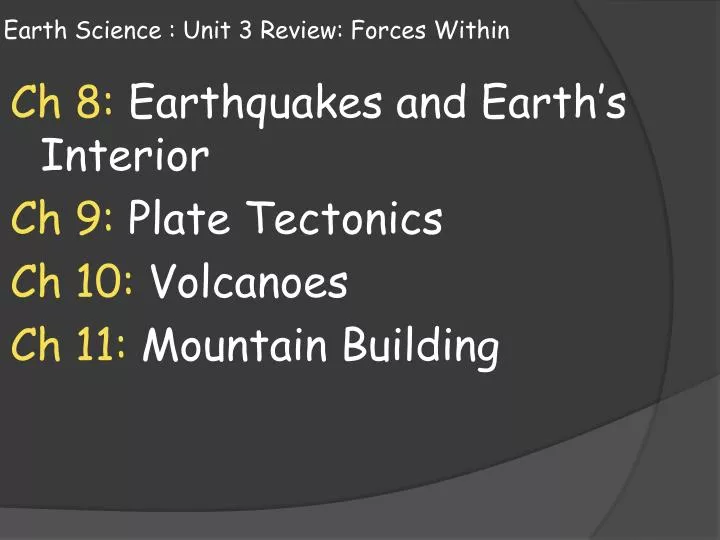 earth science unit 3 review forces within