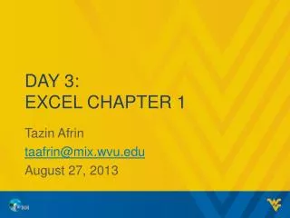 Day 3: excel chapter 1