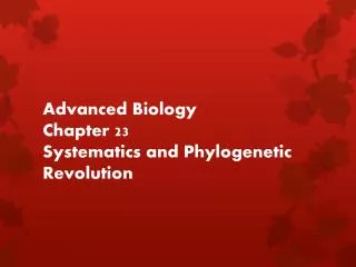 Advanced Biology Chapter 23 Systematics and Phylogenetic Revolution