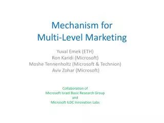 Mechanism for Multi-Level Marketing