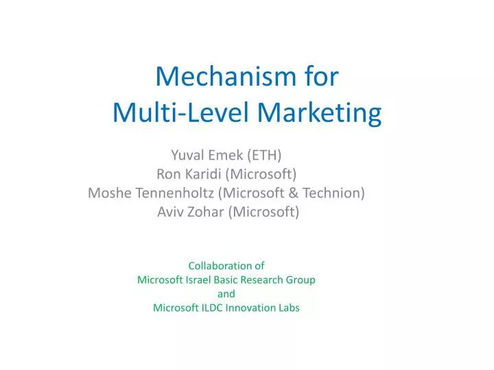 mechanism for multi level marketing