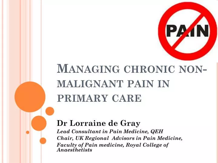 managing chronic non malignant pain in primary care