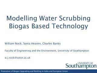 modelling water scrubbing biogas based technology