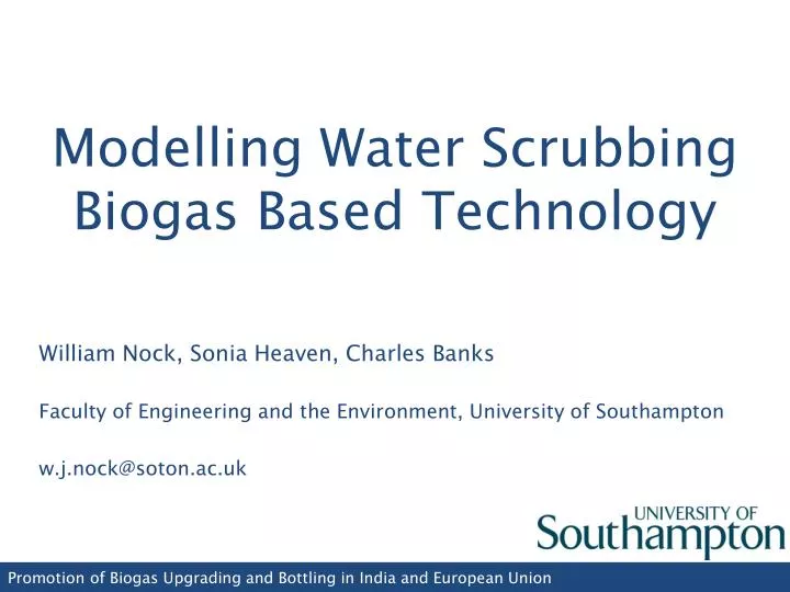 modelling water scrubbing biogas based technology
