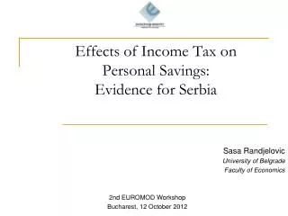 Effects of Income Tax on Personal Savings: Evidence for Serbia