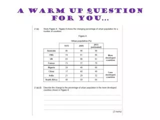 a warm up question for you