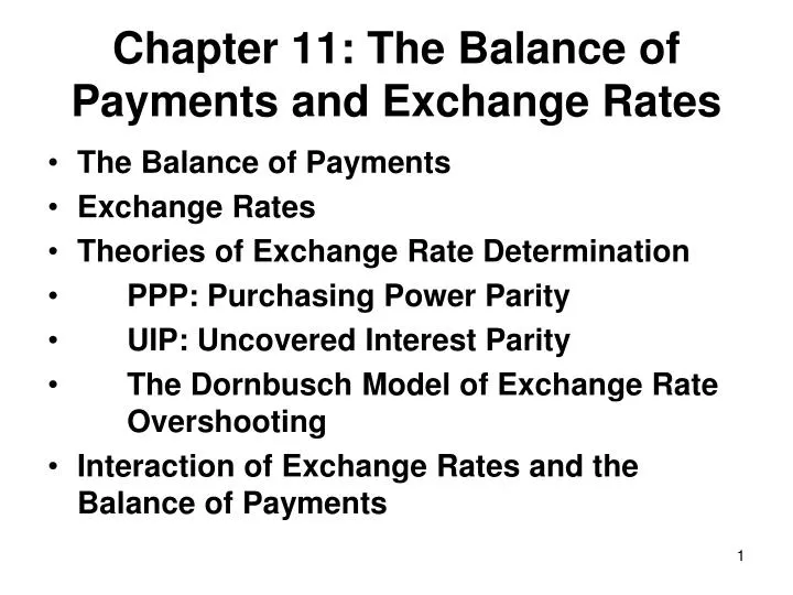 chapter 11 the balance of payments and exchange rates