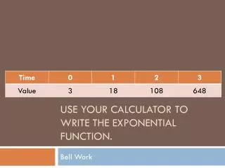 Use your calculator to write the exponential function.