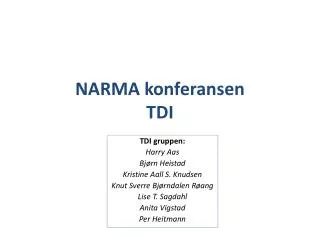 narma konferansen tdi
