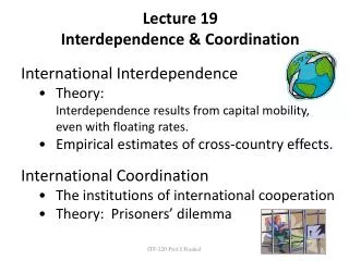 Lecture 19 Interdependence &amp; Coordination