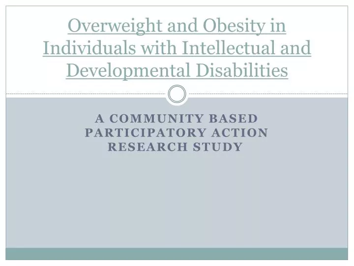 overweight and obesity in individuals with intellectual and developmental disabilities