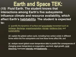 Earth and Space TEK: