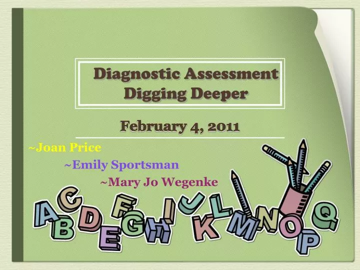 diagnostic assessment digging deeper