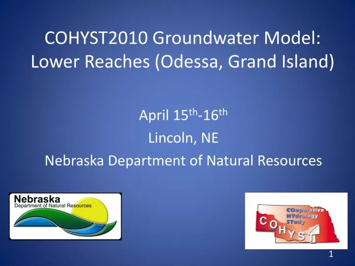 cohyst2010 groundwater model lower reaches odessa grand island