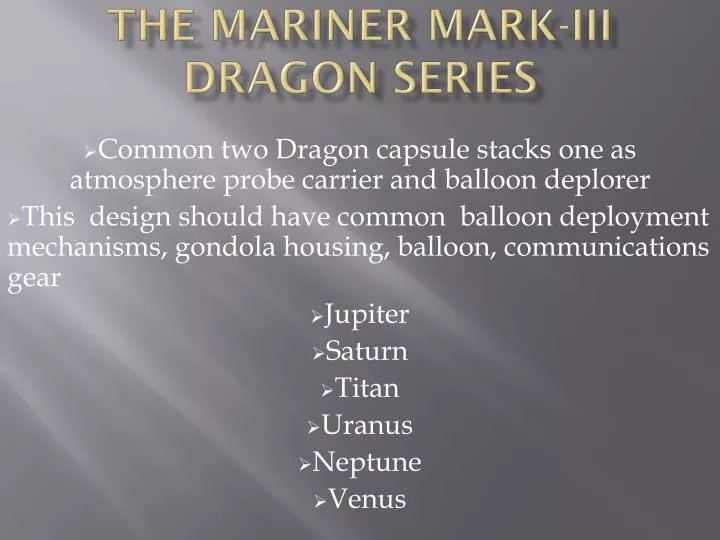 the mariner mark iii dragon series
