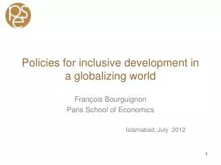 Policies for inclusive development in a globalizing world